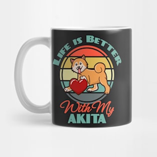 Life is Better With My Akita Inu Dog puppy Lover Cute Mother s Day Sunser Retro Mug